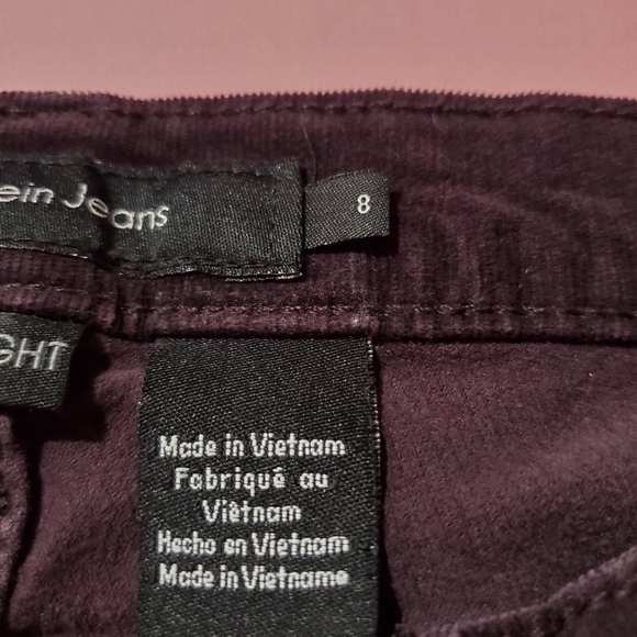 Calvin Klein Dark Plum Purple Velvet Straight Leg Jeans Fall - Picture 5 of 12